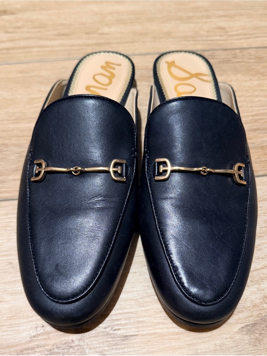 Sam Edelman Shoes - Sam Edelman Black Leather Mule Loafers with Gold Horsebit